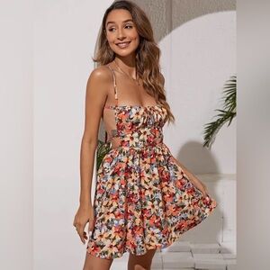 M spaghetti strap Floral Print Summer Dress